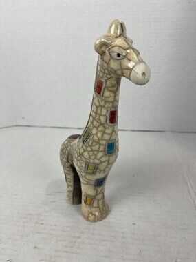 Colorful Mosaic Raku South African Art Pottery Giraffe